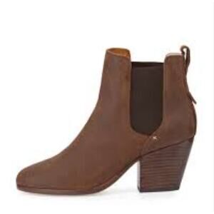 Rag & Bone Devon Waxed Leather chunky heel ankle boots Booties Black Size 38.5 8